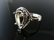 5585  STERLING SILVER RING SETTING, 11X9 MM PEAR GEMSTONE, SIZE 6.75