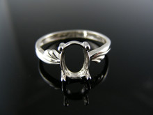 5563  STERLING SILVER RING SETTING, 7X5 MM OVAL FACETED GEMSTONE, SIZE 5.75