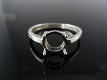 5593  STERLING SILVER RING SETTING, 7.5 MM ROUND FACETED GEMSTONE, SIZE 8