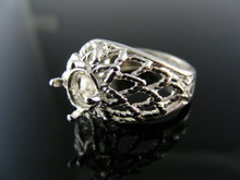 5614  STERLING SILVER RING SETTING, 6.5 MM ROUND FACETED GEMSTONE, SIZE  5.75