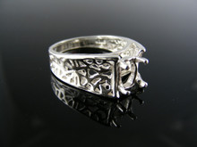 5602  STERLING SILVER FILIGREE RING SETTING, 7X5 MM OVAL FACETED GEMSTONE, SIZE 7.5