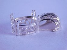 P61  STERLING SILVER PENDANT SLIDE, 14X12 MM OVAL GEMSTONE