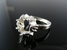 5606  RING SETTING STERLING SILVER, SIZE 7.5, 8.5 MM ROUND STONE