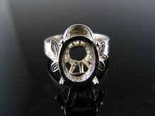 710  RING SETTING STERLING SILVER, SIZE 4.75, 10X8 MM OVAL STONE