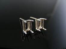 ER14  EARRING SETTING STERLING SILVER, 6X4 MM EMERALD STONE