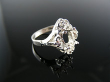 1877  STERLING SILVER RING SETTING, 7X5 MM OVAL FACETED GEMSTONE, SIZE 7