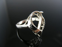 5621  STERLING SILVER RING SETTING, 13X9 MM PEAR GEMSTONE, SIZE 6.75