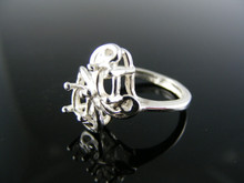713  RING SETTING STERLING SILVER, SIZE 4.25, 2- 6X4 MM OVAL STONES
