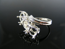 5622  RING SETTING STERLING SILVER, SIZE 6, 3-6.5 MM ROUND STONES