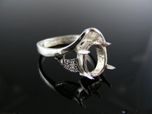 838  RING SETTING STERLING SILVER, SIZE 5.25, 9X7 MM OVAL STONE