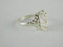 5511  STERLING SILVER RING SETTING, 10X8 MM EMERALD CUT FACETED GEMSTONE, SIZE 8.75