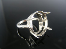 5618  STERLING SILVER RING SETTING, 22X16 MM OVAL FACETE GEMSTONE, SIZE 7.75