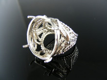 5629 RING SETTING STERLING SILVER, SIZE 6.5, 21 MM ROUND CAB. STONE