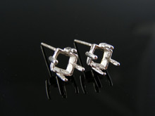 ER18  EARRING SETTING STERLING SILVER, 6 MM SQUARE STONE