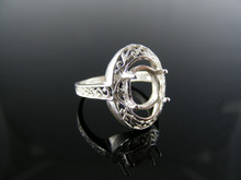 2069  STERLING SILVER RING SETTING, 10X8 MM OVAL FACETED GEMSTONE, SIZE 6