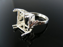 2958  RING SETTING STERLING SILVER, SIZE 6.75, 14X12 MM EMERALD STONE