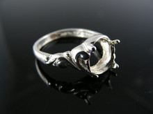 3222  STERLING SILVER RING SETTING, 9 MM ROUND FACETED GEMSTONE, SIZE 8