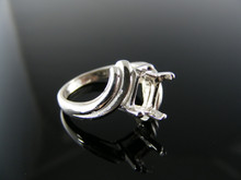 2559 STERLING SILVER RING SETTING, 8X6 MM EMERALD CUT FACETED GEMSTONE, SIZE 5