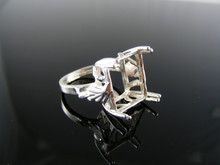 4702  RING SETTING STERLING SILVER, SIZE 6, 12X10 MM EMERALD STONE