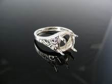 4851  RING SETTING STERLING SILVER, SIZE 7.75, 10X8 MM OVAL STONE