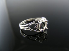 3096  STERLING SILVER RING SETTING, 7X5 MM OVAL GEMSTONE, SIZE 6.5