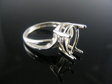 4460  RING SETTING STERLING SILVER, SIZE 6, 12X8 MM PEAR STONE