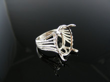 4946 STERLING SILVER RING SETTING, 22X16 MM OVAL FACETED GEMSTONE, SIZE 7.25