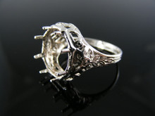 5404 ANTIGUE  RING SETTING STERLING SILVER, SIZE 5.25, CAB ONLY 12 MM ROUND STONE