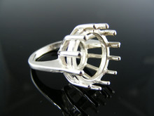 4579  RING SETTING STERLING SILVER, SIZE 5.25, 15MM ROUND STONE