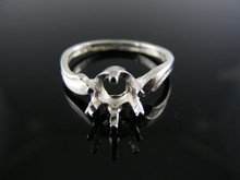 5415  RING SETTING STERLING SILVER, SIZE 4.75, 6MM ROUND STONE
