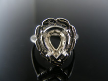 4543 STERLING SILVER RING SETTING, 9X7 MM  PEAR FACETED GEMSTONE, SIZE 5