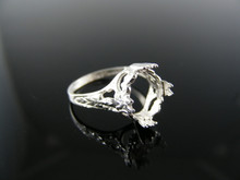 5405  STERLING SILVER RING SETTING, 9X7 MM OVAL FACETED GEMSTONE, SIZE 4.5