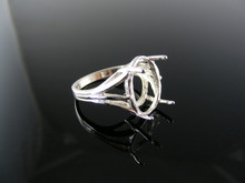 5441 STERLING SILVER RING SETTING, 14X12 MM OVAL FACETED GEMSTONE, SIZE 8.25
