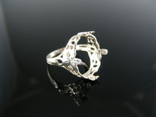 5498 STERLING SILVER RING SETTING, 16X12 OVAL SHALLOW CUT GEMSTONE, SIZE 5.25