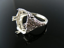 5505 STERLING SILVER RING SETTING, 14X10 MM EMERALD CUT GEMSTONE, SIZE 6.25