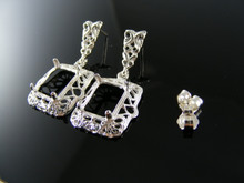 ERP6A EARRING SETTINGS STERLING SILVER, 10X8 MM EMERALD