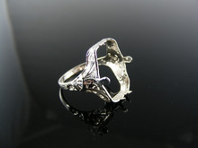 5493 STERLING SILVER RING SETTING, 16X12 MM EMERALD SHALLOW CUT STONE, SIZE 7