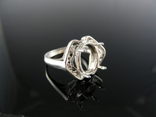 5427  RING SETTING STERLING SILVER, SIZE 7.75, 12X10 MM OVAL STONE