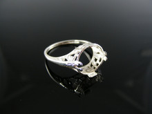 5443 STERLING SILVER RING SETTING, 11X9 MM OVAL FACETED GEMSTONE, SIZE 5.75