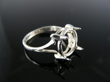 5638 RING SETTING STERLING SILVER, SIZE 6.5, 9.5 MM ROUND STONE