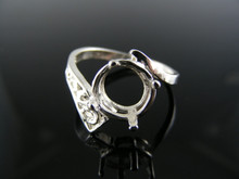 5643 STERLING SILVER RING SETTING, 8 MM ROUND FACETED GEMSTONE, SIZE 7.5