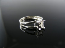 5484 STERLING SILVER RING SETTING, 6X4 MM EMERALD CUT GEMSTONE, SIZE 5.5