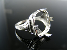 5506 STERLING SILVER RING SETTING, 12X12 MM SQUARE CABOCHON GEMSTONE, SIZE 7