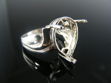 5663 RING SETTING STERLING SILVER, SIZE 7.75, 16X12 MM PEAR STONE