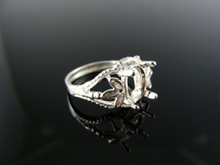 4997  STERLING SILVER RING SETTING, 10X8 MM OVAL FACETED GEMSTONE SIZE 5.5