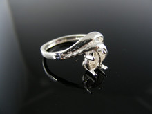 5664 RING SETTING STERLING SILVER, SIZE 7.5, 7X5 MM OVAL STONE