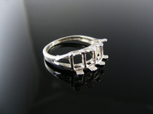 5486 RING SETTING STERLING SILVER, SIZE 5.75, 4-6X4 MM EMERALD STONES