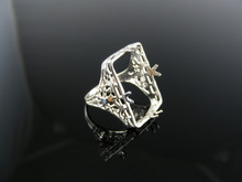 5497 RING SETTING STERLING SILVER, SIZE 4.75, 19X15 MM EMERALD CAB STONE