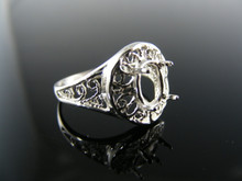 5636 STERLING SILVER RING SETTING, 8X6 MM OVAL FACETED GEMSTONE, SIZE 7