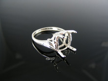 5641 STERLING SILVER RING SETTING, 10X8 MM EMERALD CUT GEMSTONE, SIZE 7.25